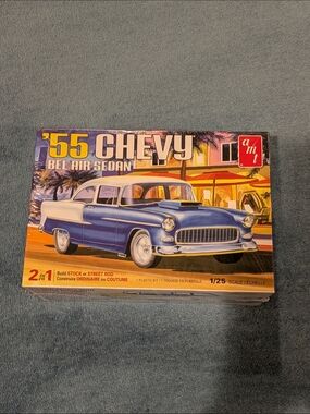 MT 1955 Chevy Bel Air Sedan Model Kit - Blue & White, Sealed